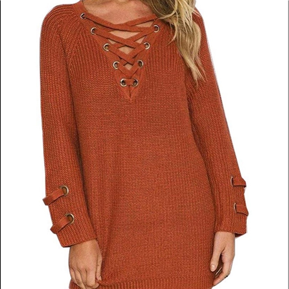 Pink V Neck Pullover Sweater Medium